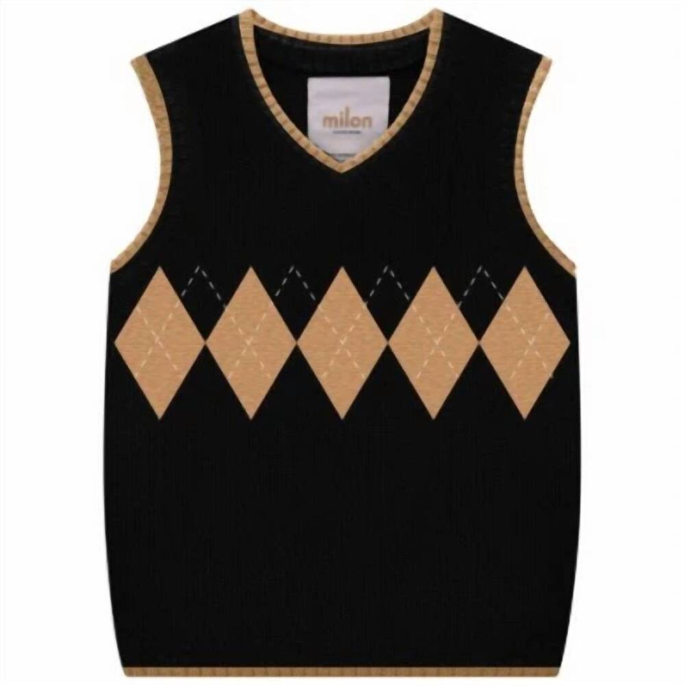 NEW MILON boy's knitted vest in black taupe